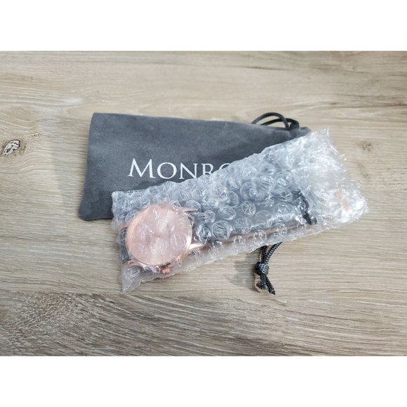 Monroe Rose Gold Wrist Watch Solérose - Charcoal Leather New - Picture 3 of 5